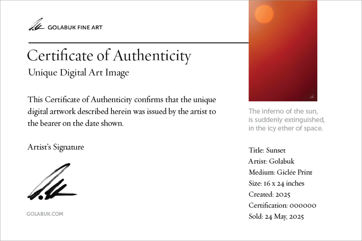 Golabuk Certificate of Authenticity